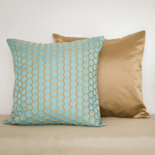 Cotton Club Aqua Gold Cushion