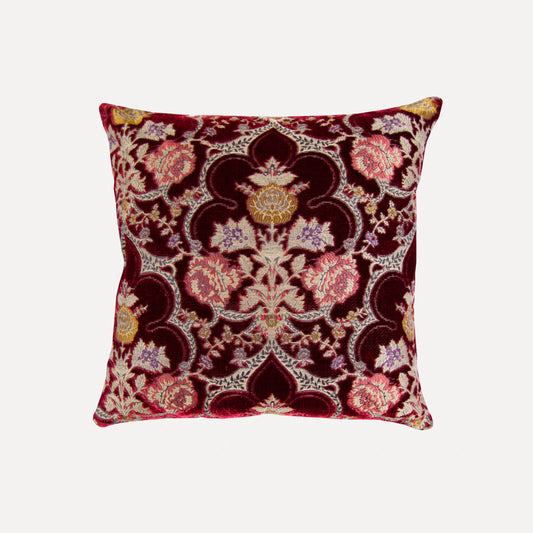 Cernobbio Cranberry Velvet Square Cushion